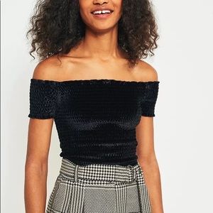 Off the shoulder velvet top